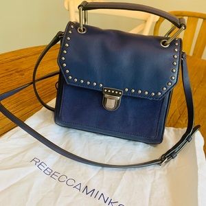 REBECCA MINKOFF: studded navy blue crossbody